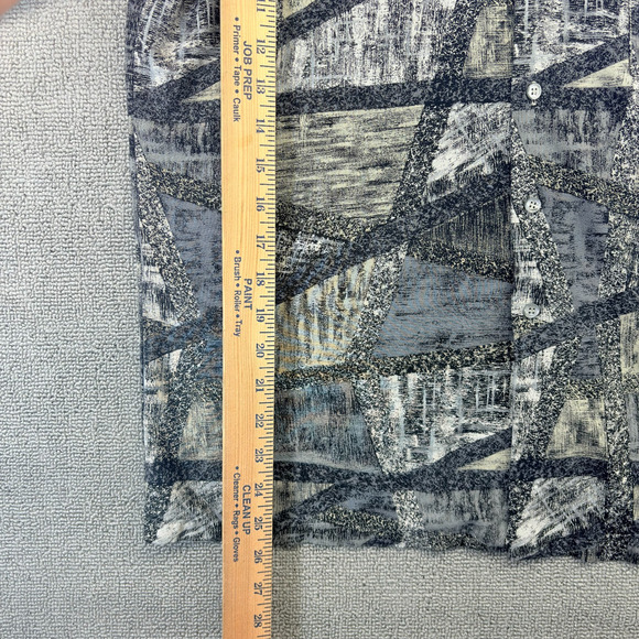 Vintage Alan Stuart Button Up Shirt Mens Medium Black Abstract Long Sleeve Rayon - Picture 4 of 6